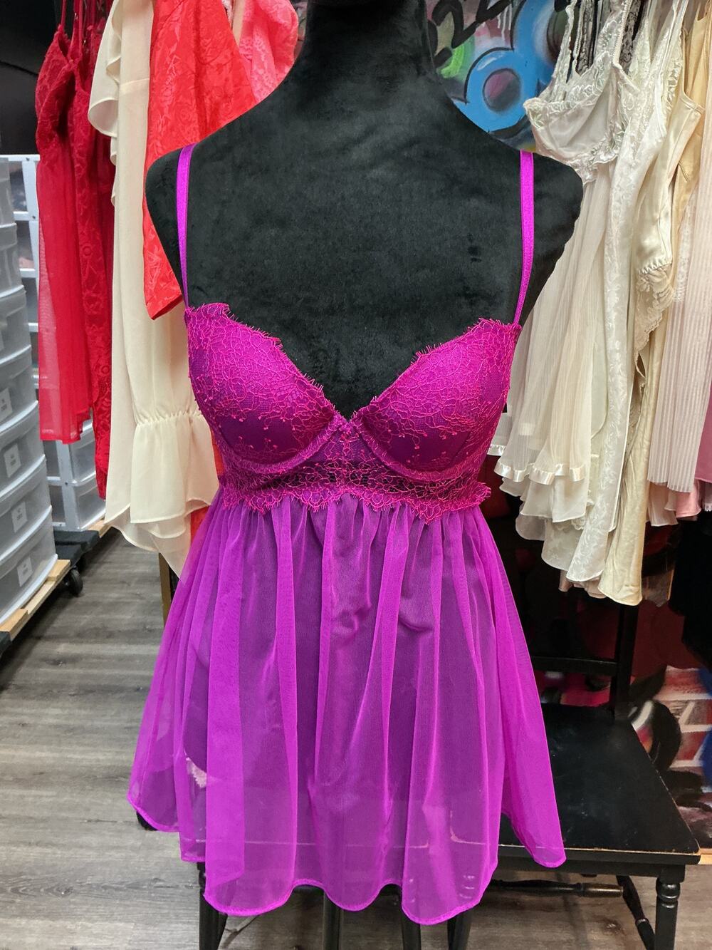 VICTORIA'S SECRET PURPLE PADDED BRA CUP CHEMISE